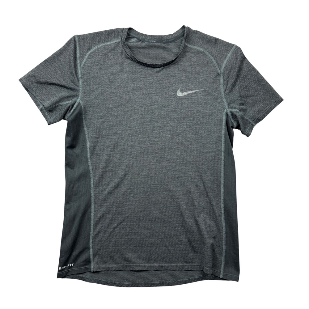 Nike Running Dri-FIT Shirt Mens Medium Gray Short Sleeve Performance Workout